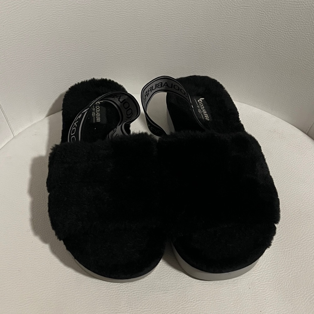 UGG Black Fuzzy Slide Sandals